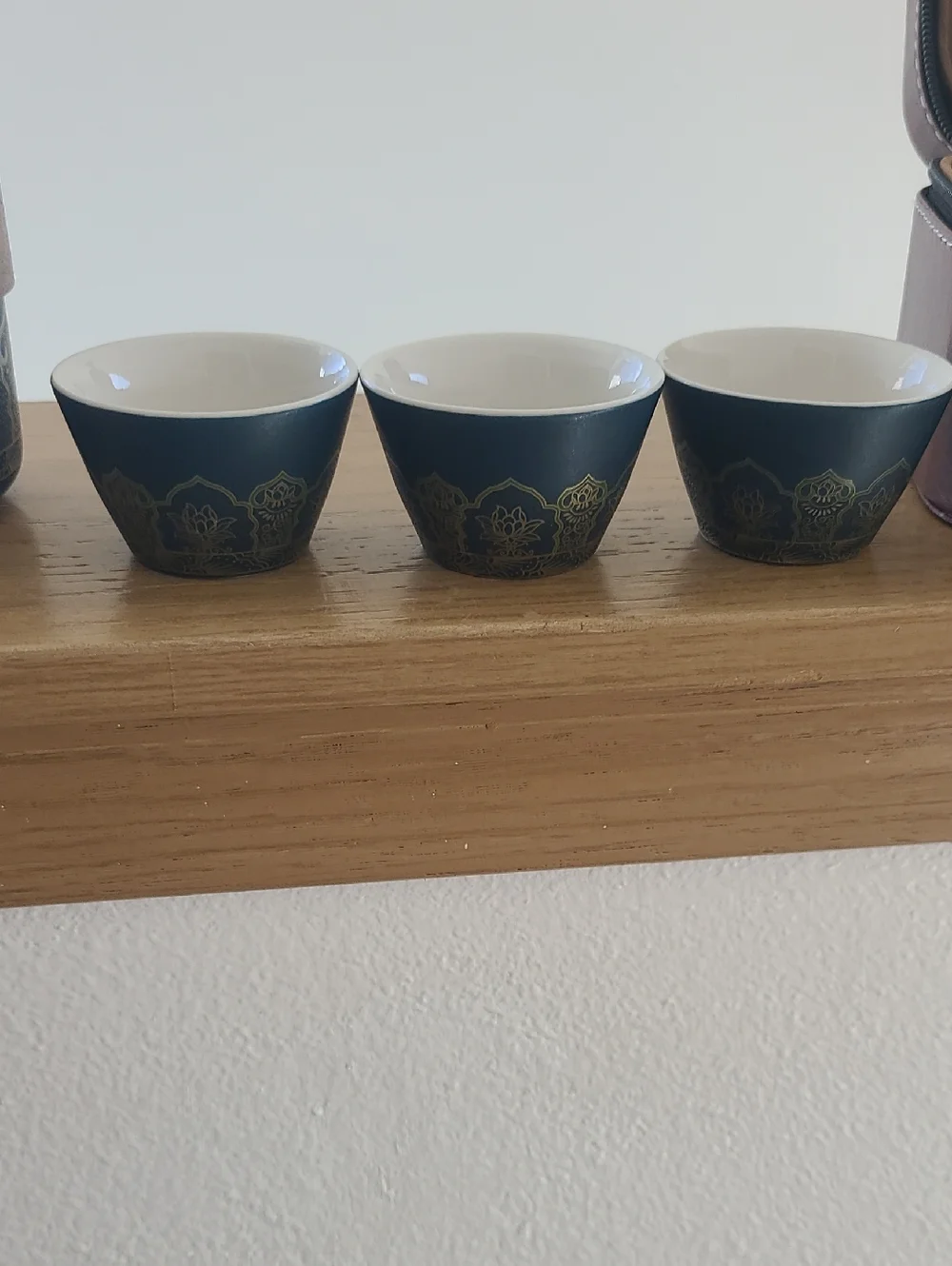Teal Ceramic Tea Set with Gold Motif - Travel Case